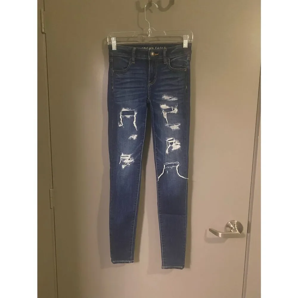 American Eagle Outfitters Womens Distressed Jegging Size 0 Long